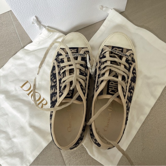 Dior Women's Blue and Cream Sneakers - Picture 5 of 8